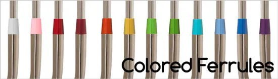 Ferrules coloridas em varetas de golfe.